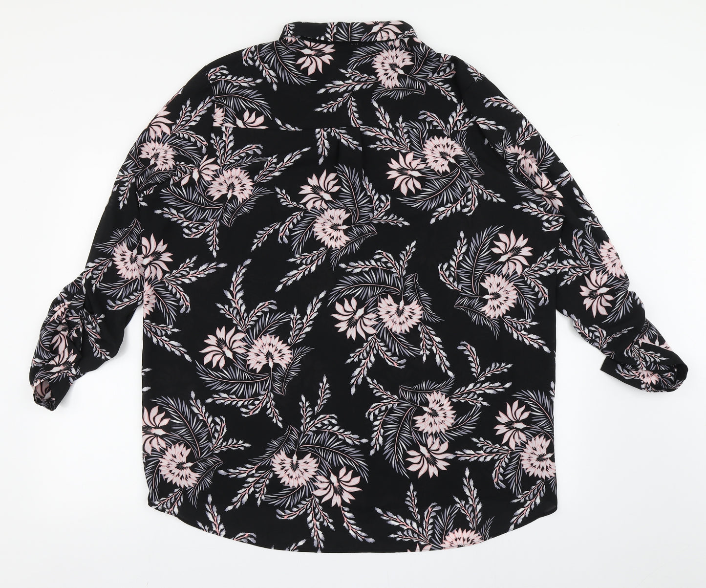 Atmosphere Womens Black Floral Polyester Basic Blouse Size 20 Collared