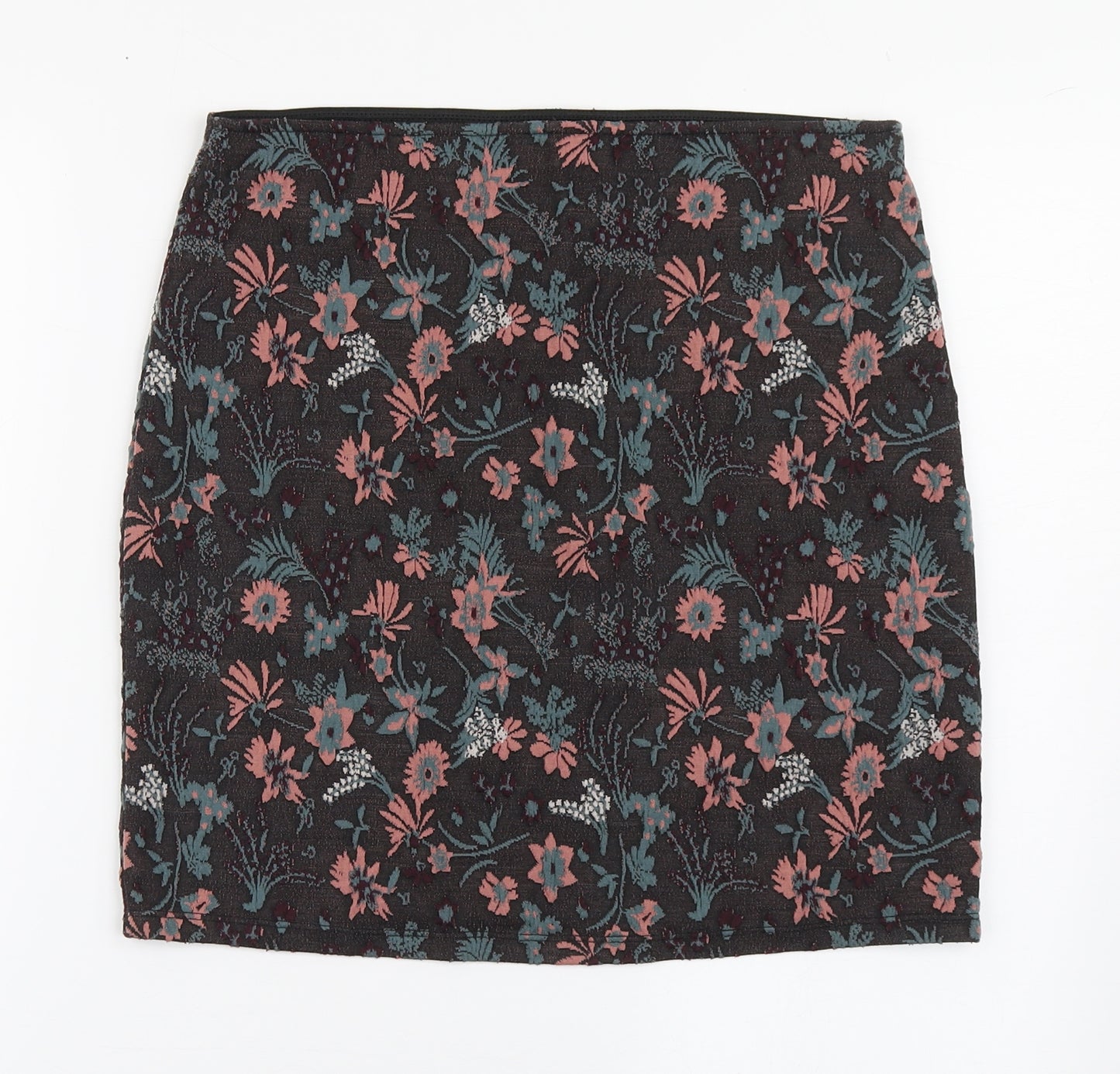 George Womens Brown Floral Polyester A-Line Skirt Size 12