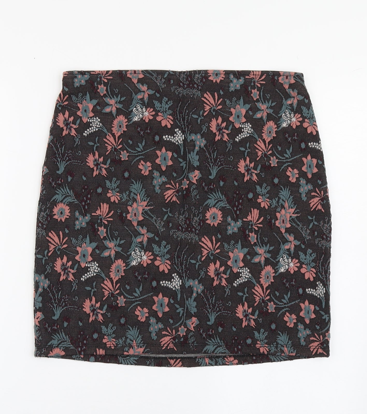 George Womens Brown Floral Polyester A-Line Skirt Size 12