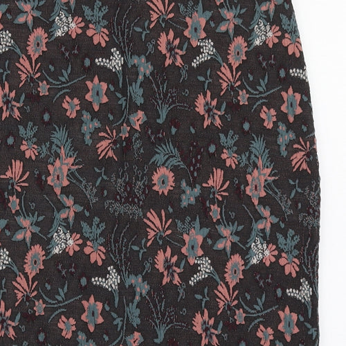 George Womens Brown Floral Polyester A-Line Skirt Size 12
