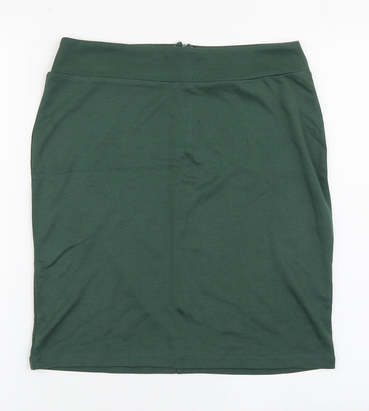 Body Flirt Womens Green Polyester A-Line Skirt Size S Zip