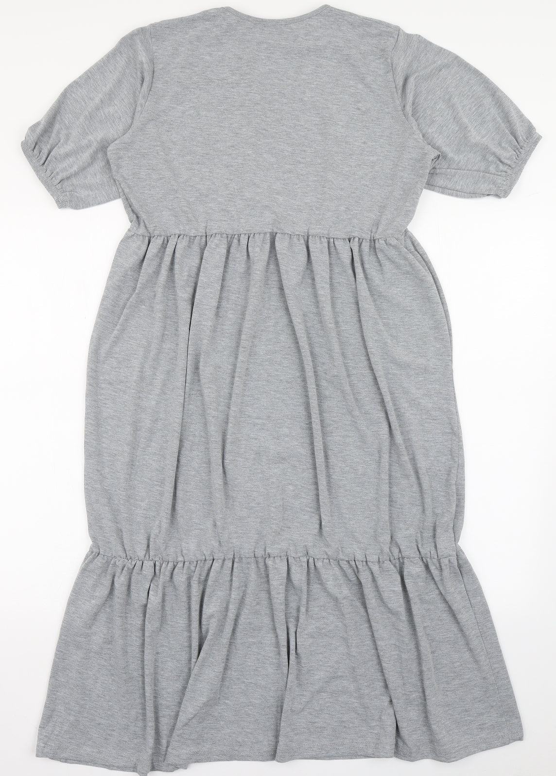 Boohoo Womens Grey  Viscose Fit & Flare  Size 16  Round Neck Pullover - Elasticated Sleeves