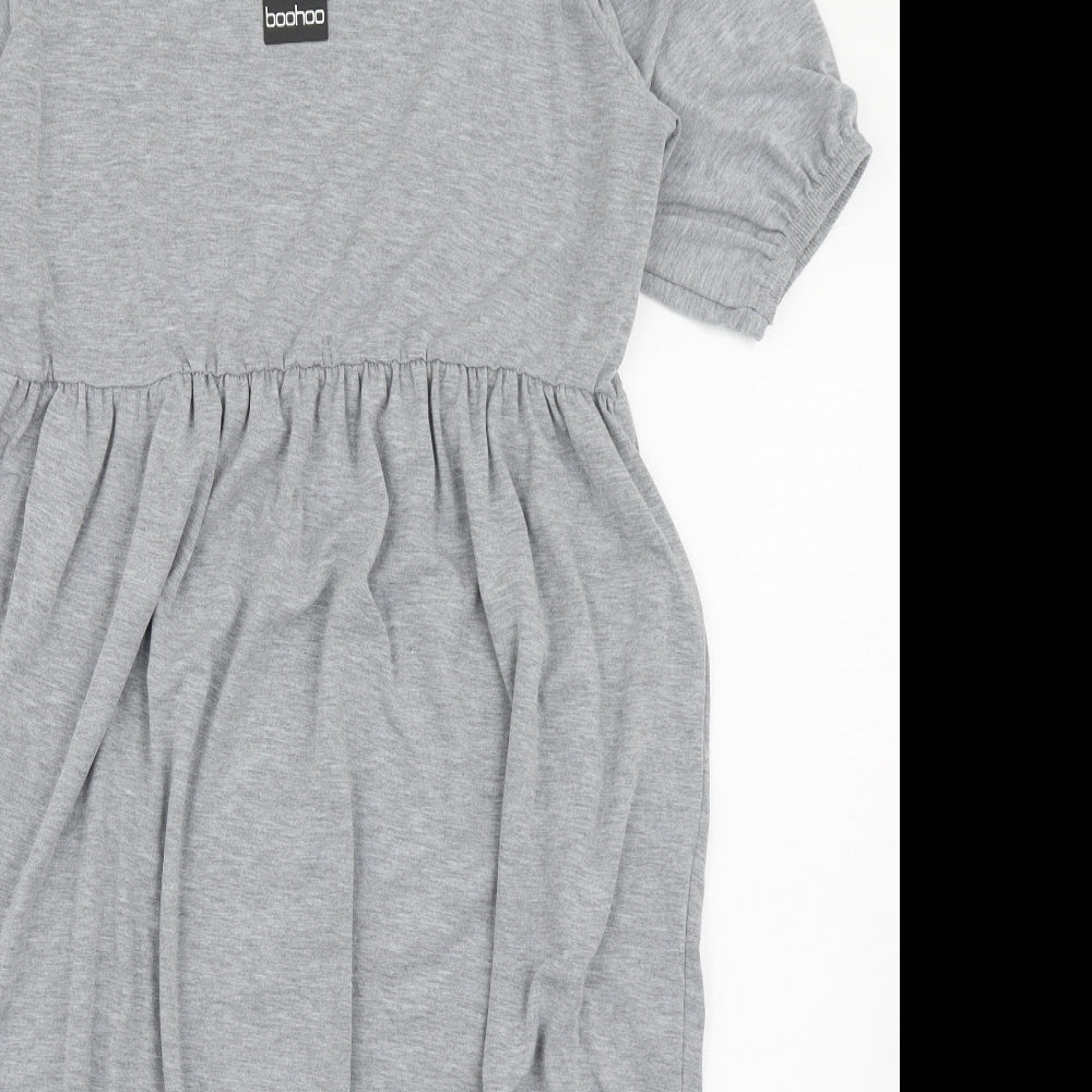 Boohoo Womens Grey  Viscose Fit & Flare  Size 16  Round Neck Pullover - Elasticated Sleeves