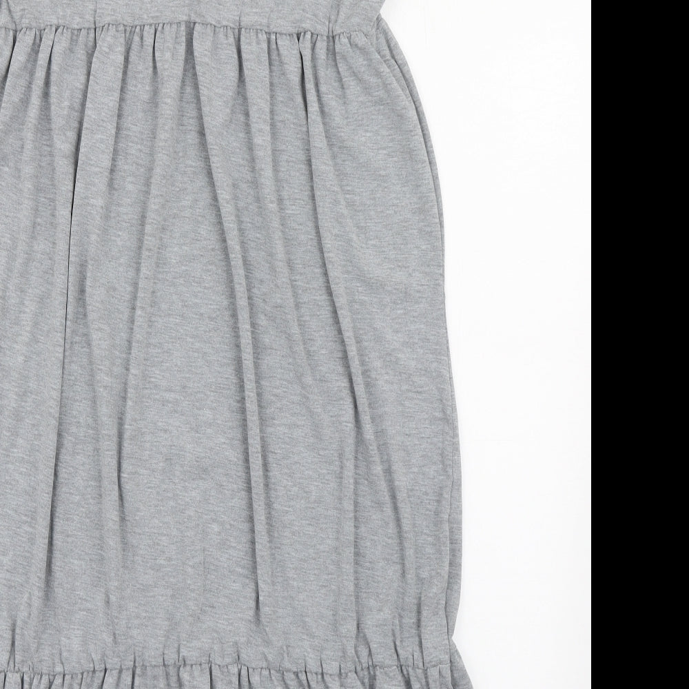 Boohoo Womens Grey  Viscose Fit & Flare  Size 16  Round Neck Pullover - Elasticated Sleeves