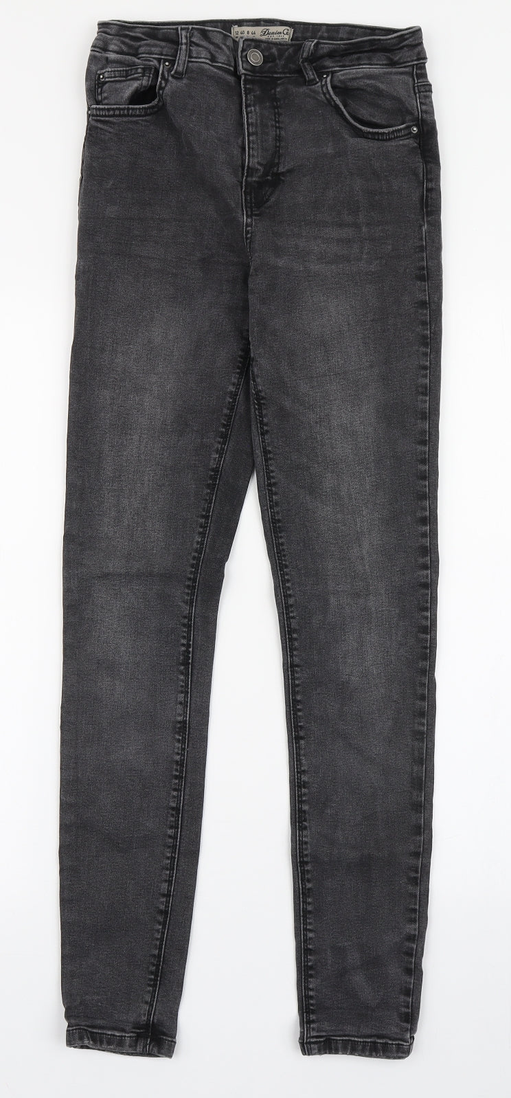 Denim Co Womens Black  Cotton Skinny Jeans Size 12 L28.5 in Regular Button