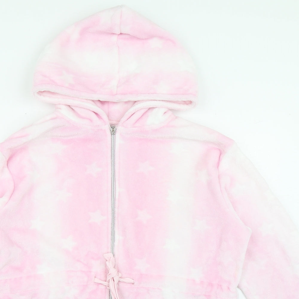 Peaches & Dreams Womens Pink  Polyester Top Pyjama Top Size XL  Zip - Stars