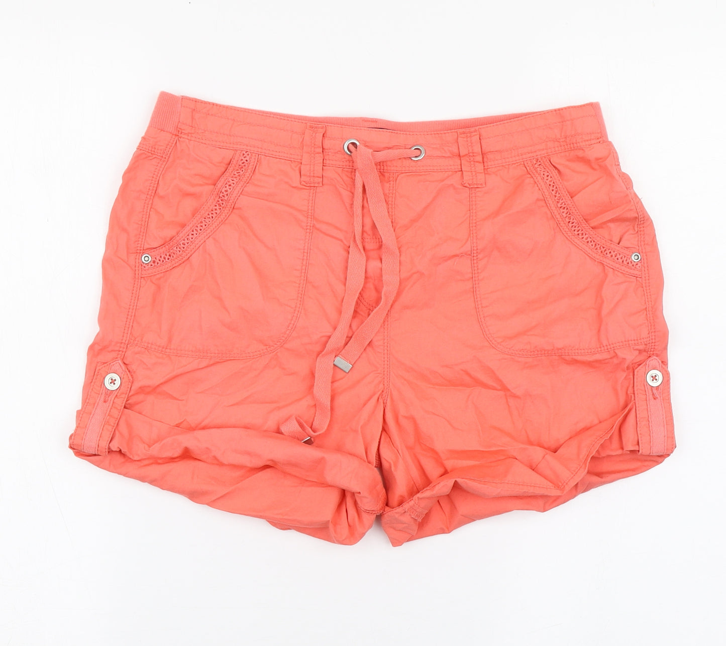 George Womens Pink  100% Cotton Cargo Shorts Size 10  Regular Drawstring