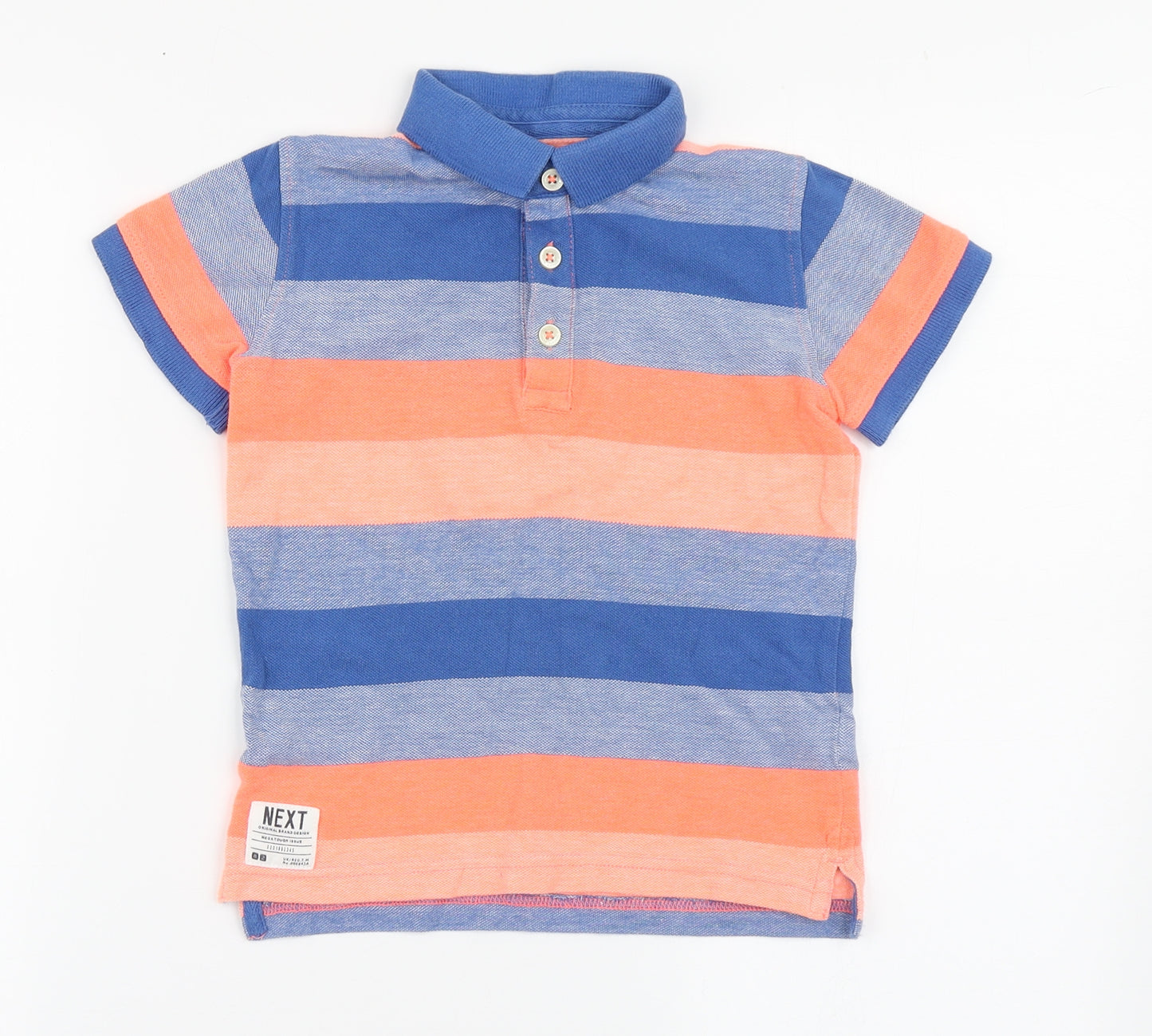 NEXT Boys Multicoloured Striped Cotton Basic Polo Size 3-4 Years Collared Pullover
