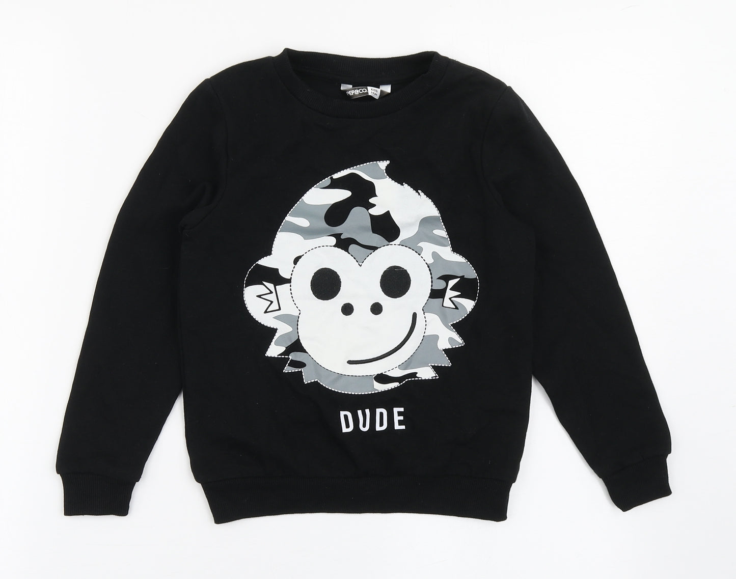 PEP&CO Boys Black  Cotton Pullover Sweatshirt Size 5-6 Years  Pullover - Dude, Monkey