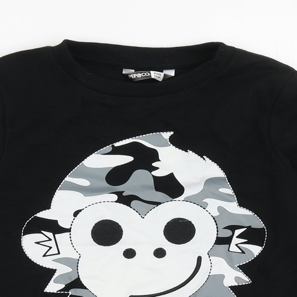 PEP&CO Boys Black  Cotton Pullover Sweatshirt Size 5-6 Years  Pullover - Dude, Monkey