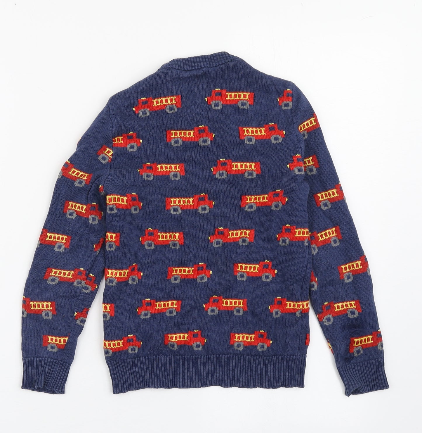 H&M Boys Blue Round Neck  100% Cotton Pullover Jumper Size 6-7 Years  Pullover - Fire Engine
