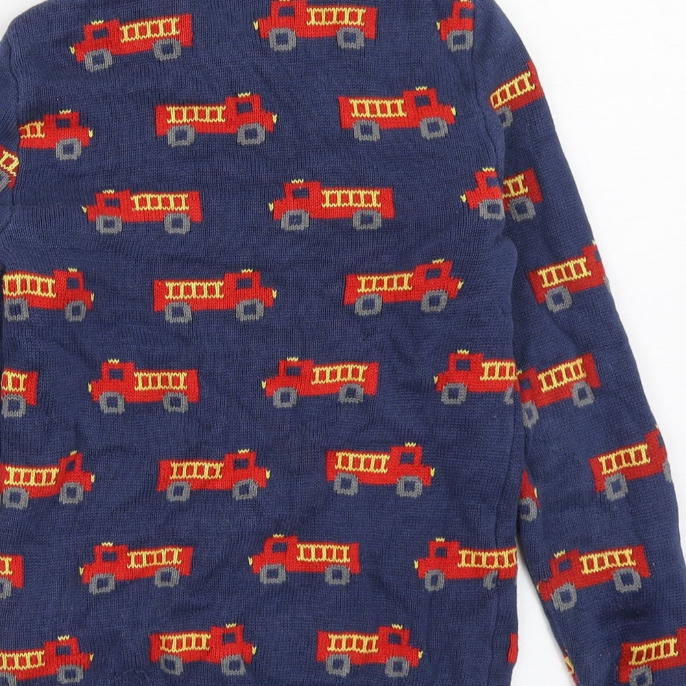 H&M Boys Blue Round Neck  100% Cotton Pullover Jumper Size 6-7 Years  Pullover - Fire Engine