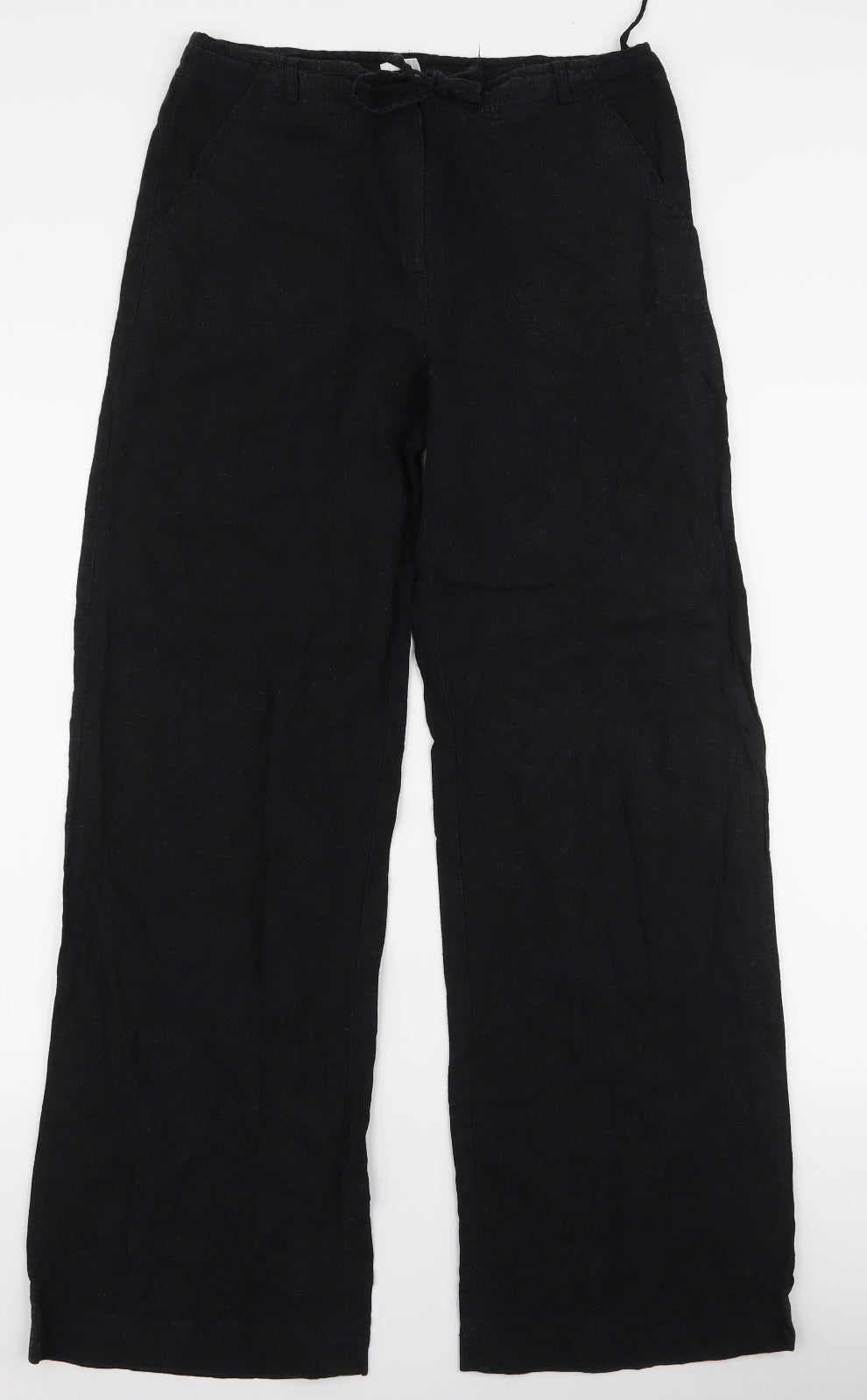 Preworn Womens Black  Linen Trousers  Size 10 L30 in Regular Zip
