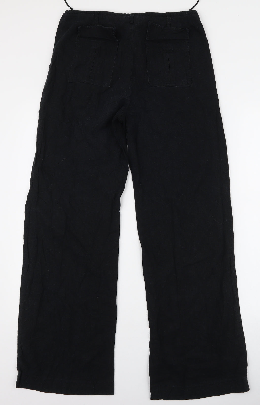 Preworn Womens Black  Linen Trousers  Size 10 L30 in Regular Zip