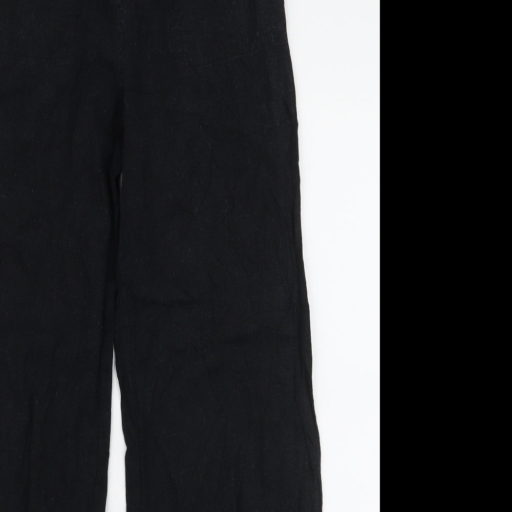 Preworn Womens Black  Linen Trousers  Size 10 L30 in Regular Zip