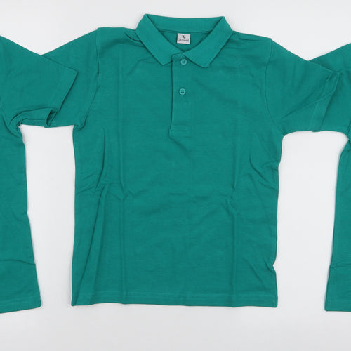 TU Boys Green  100% Cotton Basic Polo Size 7 Years Collared Button - 3 Pack