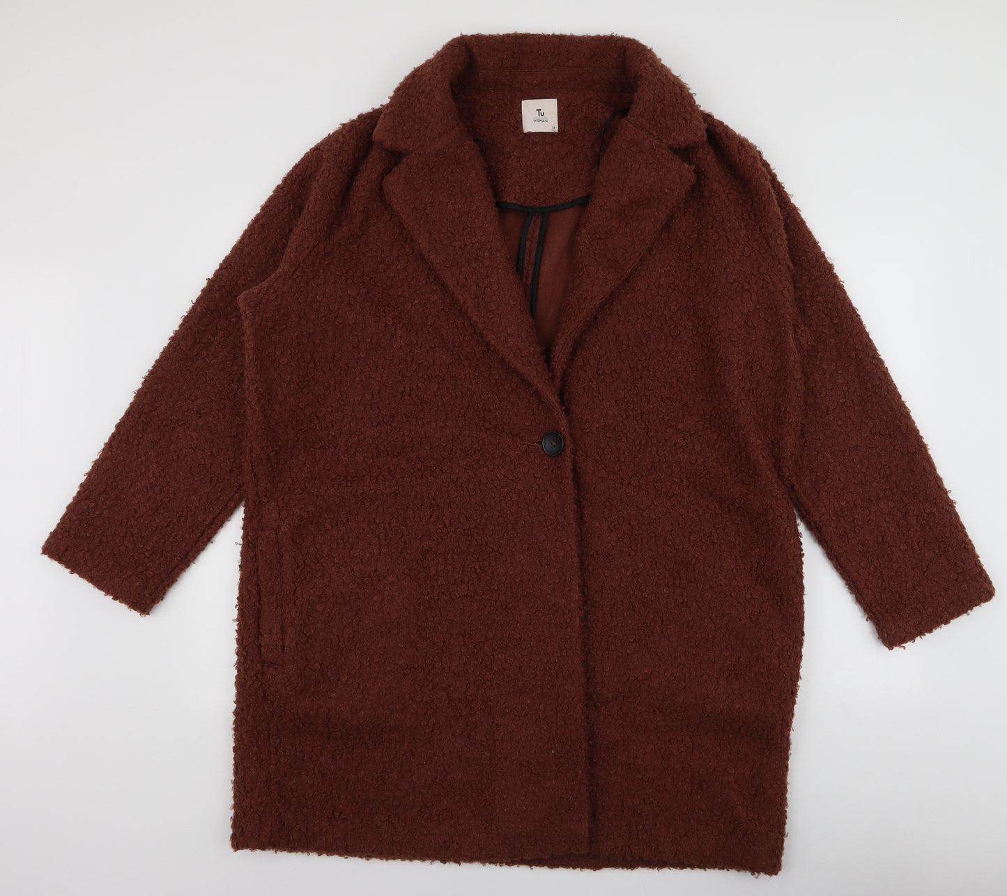 TU Womens Brown   Overcoat Coat Size 18  Button