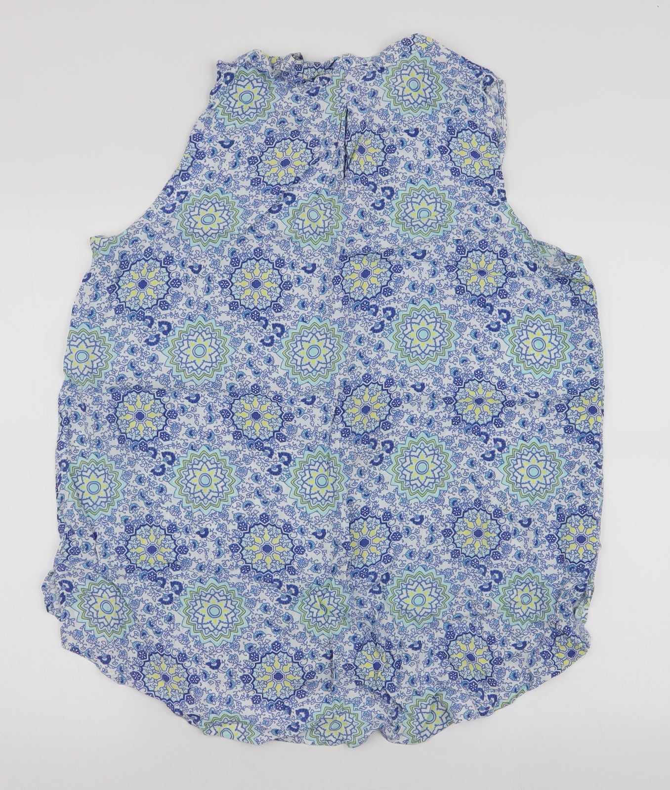 George Womens Blue Paisley Viscose Basic Blouse Size 18 Round Neck