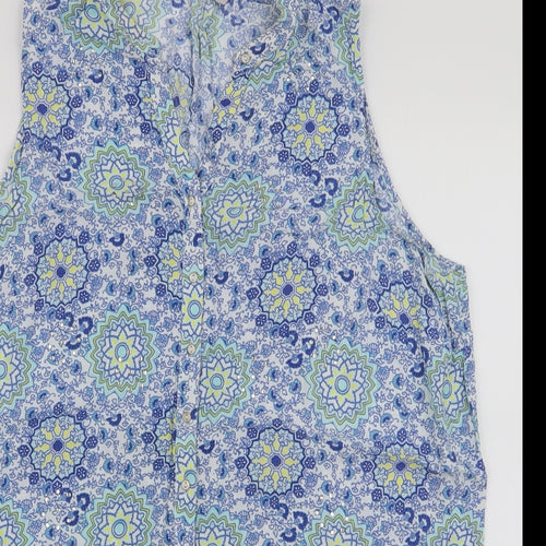 George Womens Blue Paisley Viscose Basic Blouse Size 18 Round Neck