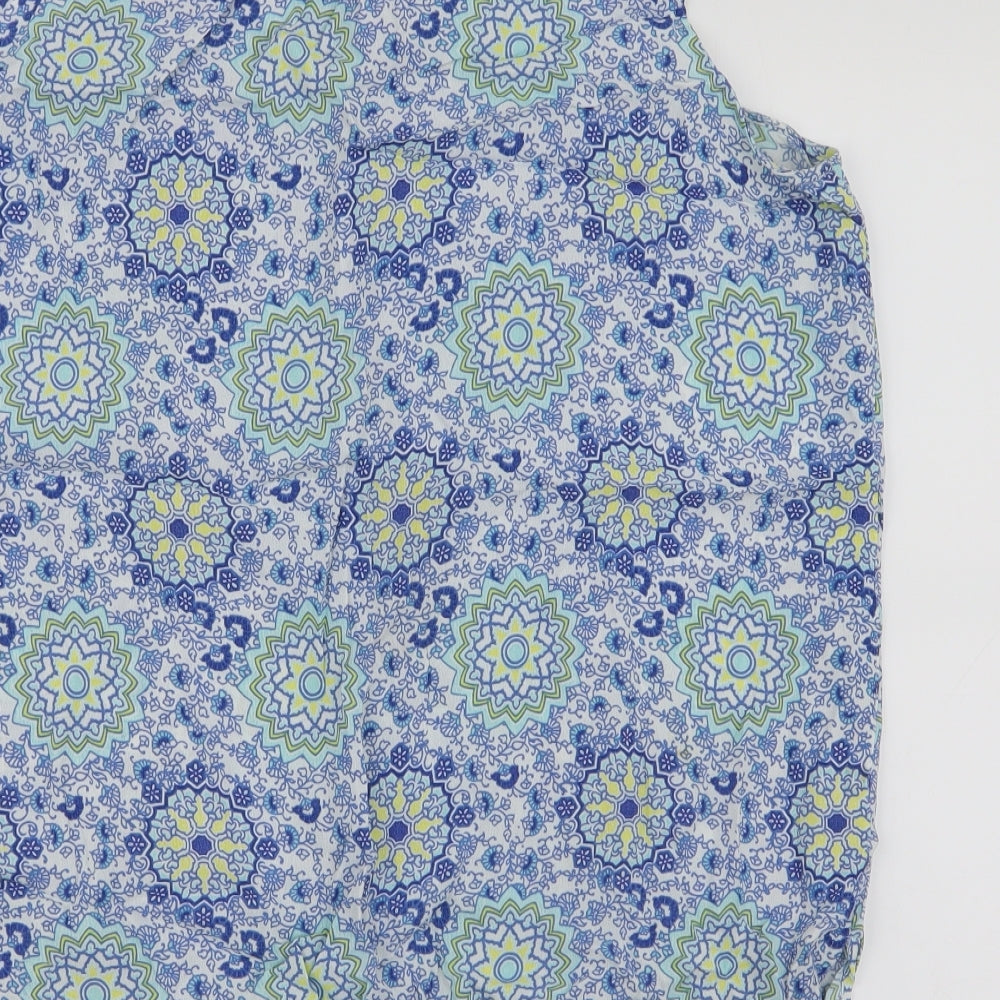 George Womens Blue Paisley Viscose Basic Blouse Size 18 Round Neck