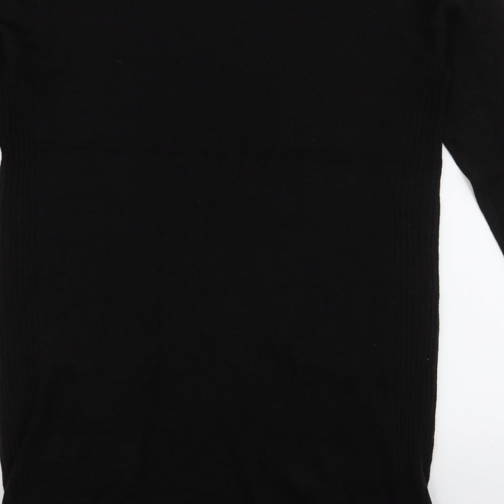 Pep & Co Womens Black Round Neck  Acrylic Pullover Jumper Size 14