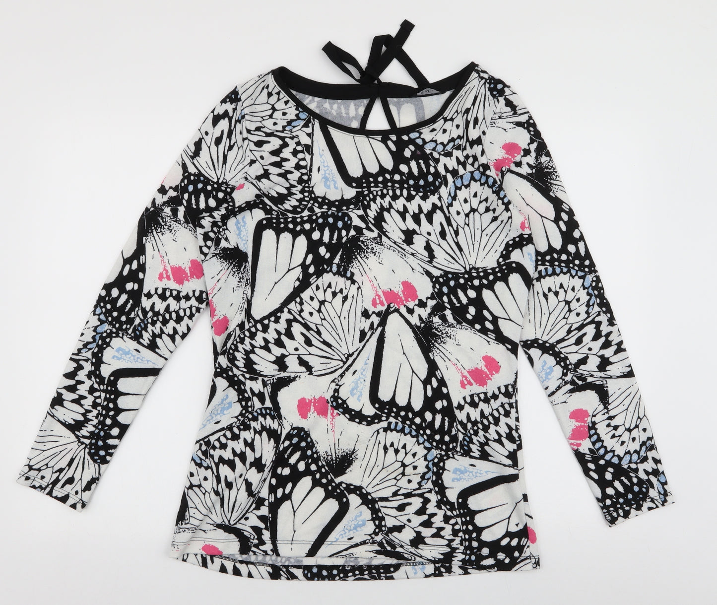 F&F Womens Multicoloured Round Neck Floral Polyester Pullover Jumper Size 12
