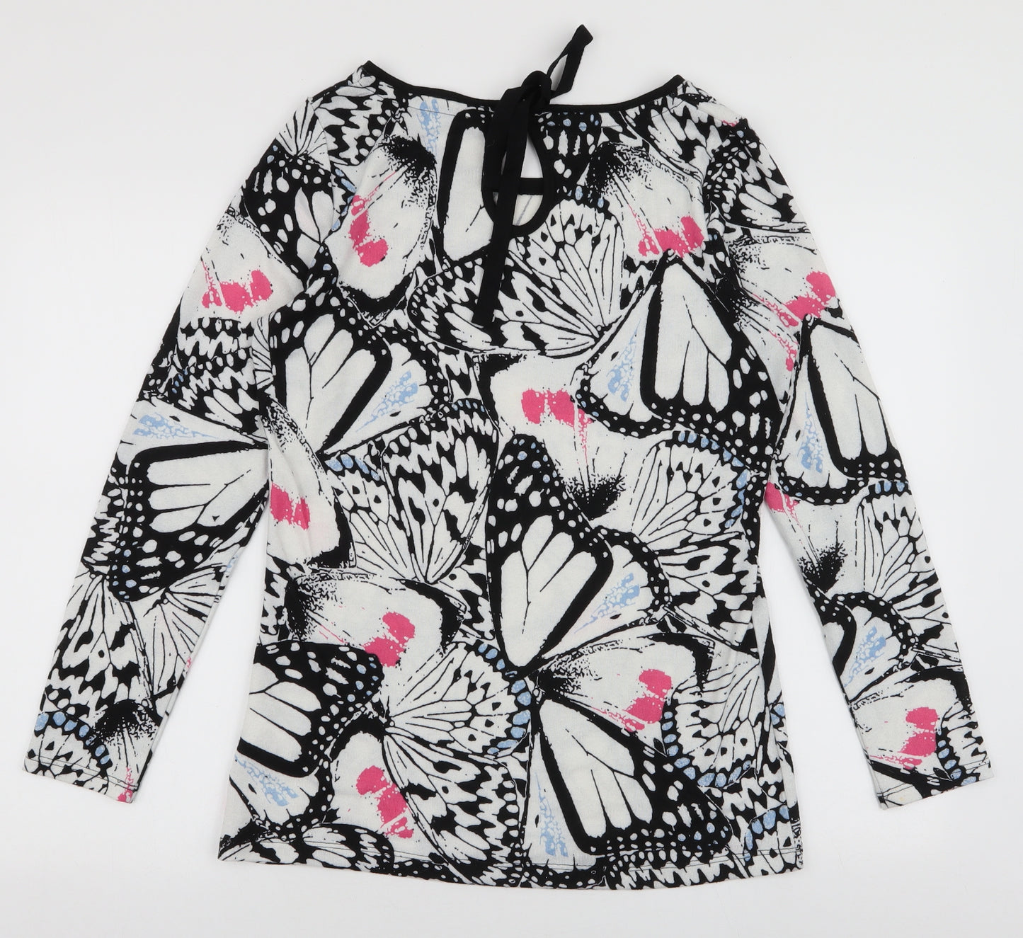 F&F Womens Multicoloured Round Neck Floral Polyester Pullover Jumper Size 12