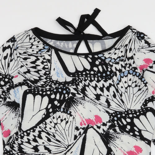 F&F Womens Multicoloured Round Neck Floral Polyester Pullover Jumper Size 12