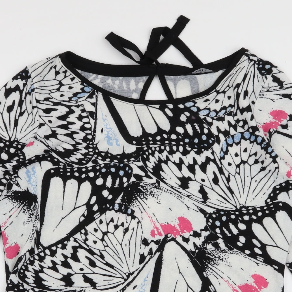 F&F Womens Multicoloured Round Neck Floral Polyester Pullover Jumper Size 12