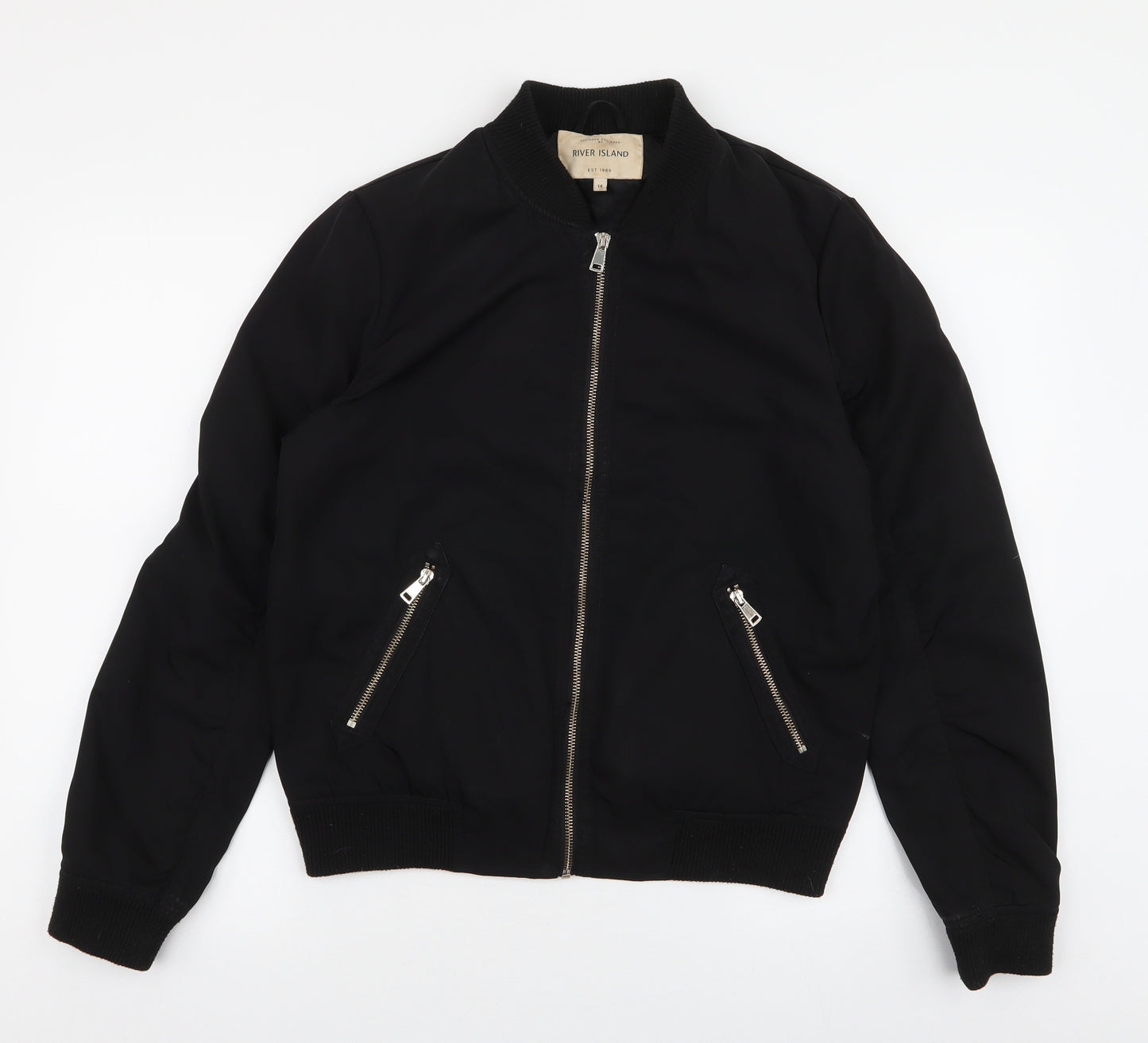River Island Womens Black   Bomber Jacket Jacket Size 14  Zip