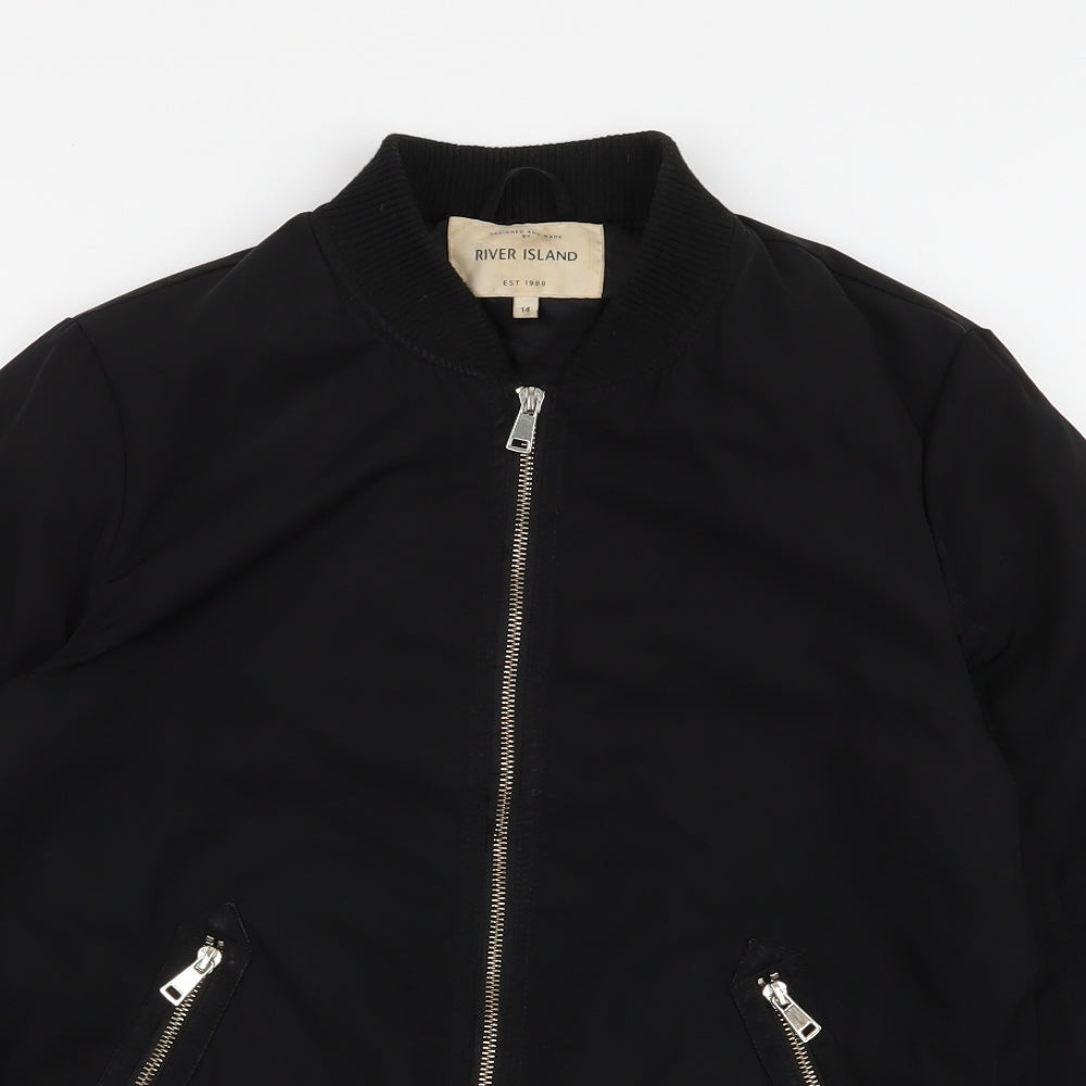River Island Womens Black   Bomber Jacket Jacket Size 14  Zip