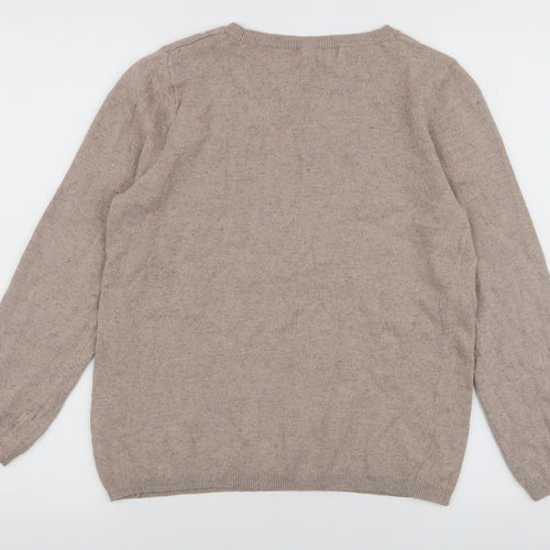 Bonmarche Womens Beige Round Neck  Cotton Pullover Jumper Size S   - Sausage Dog