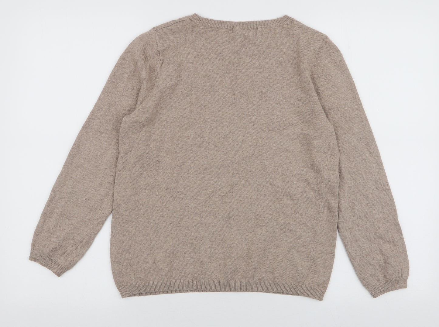 Bonmarche Womens Beige Round Neck  Cotton Pullover Jumper Size S   - Sausage Dog