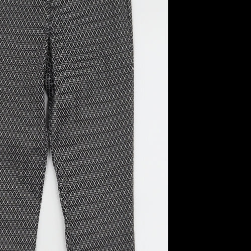H&M Womens Black Geometric Cotton Dress Pants Trousers Size 8 L27 in Slim Zip