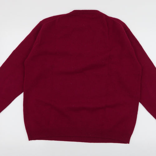 Woolovers Womens Red V-Neck  Wool Pullover Jumper Size L