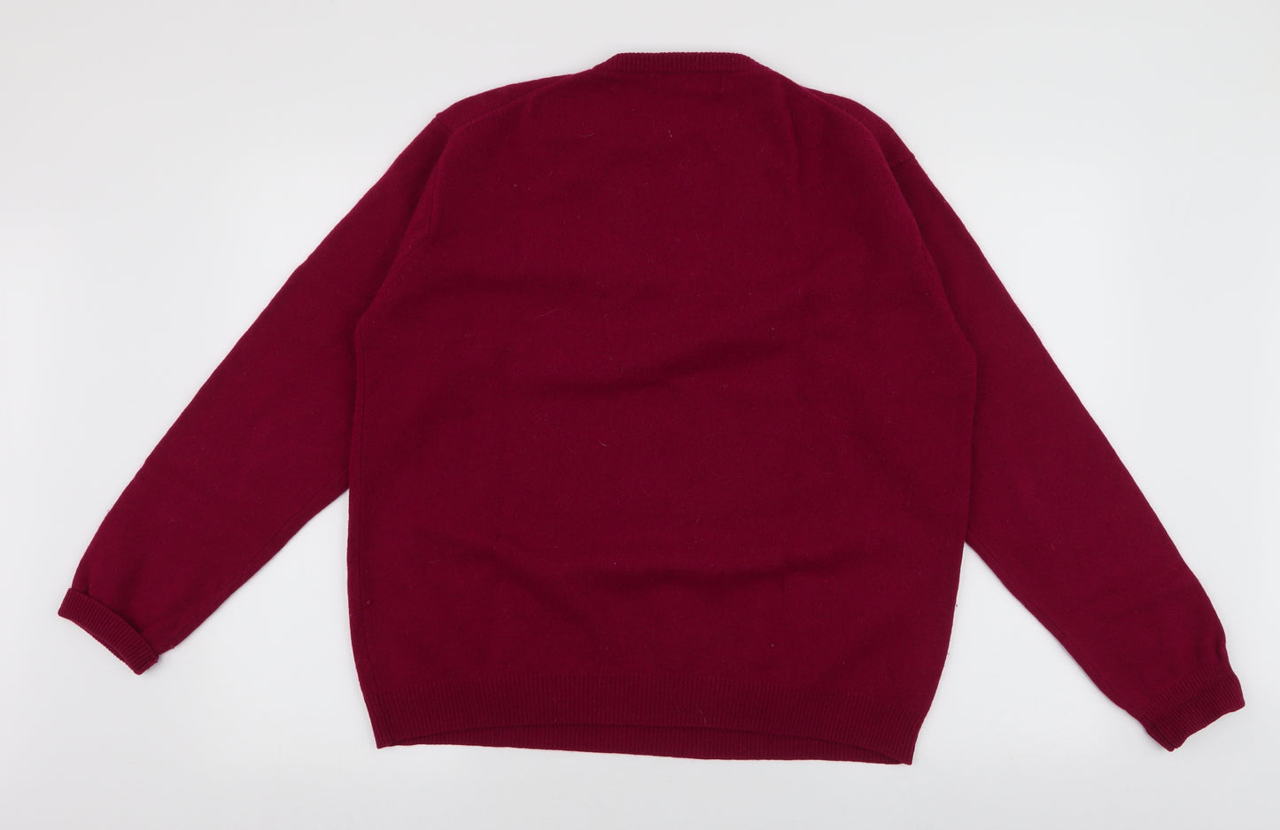 Woolovers Womens Red V-Neck  Wool Pullover Jumper Size L