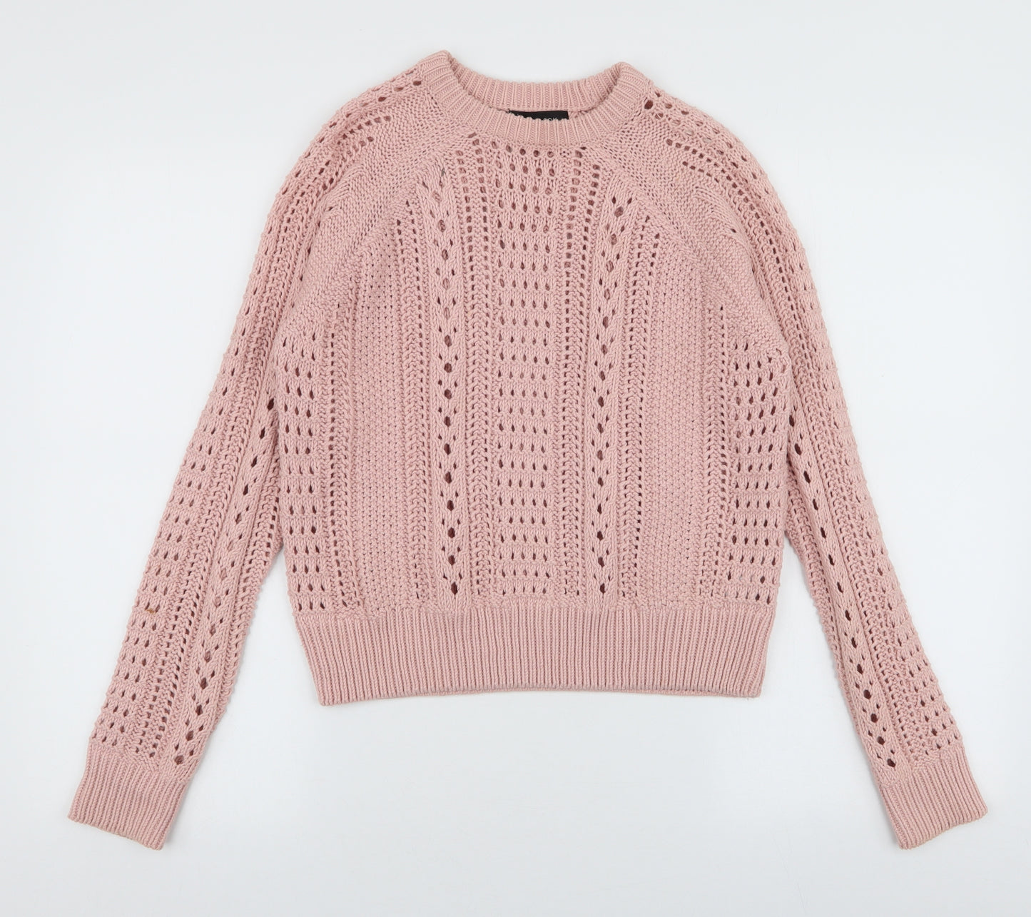 New Look Womens Pink Round Neck  Cotton Pullover Jumper Size 8