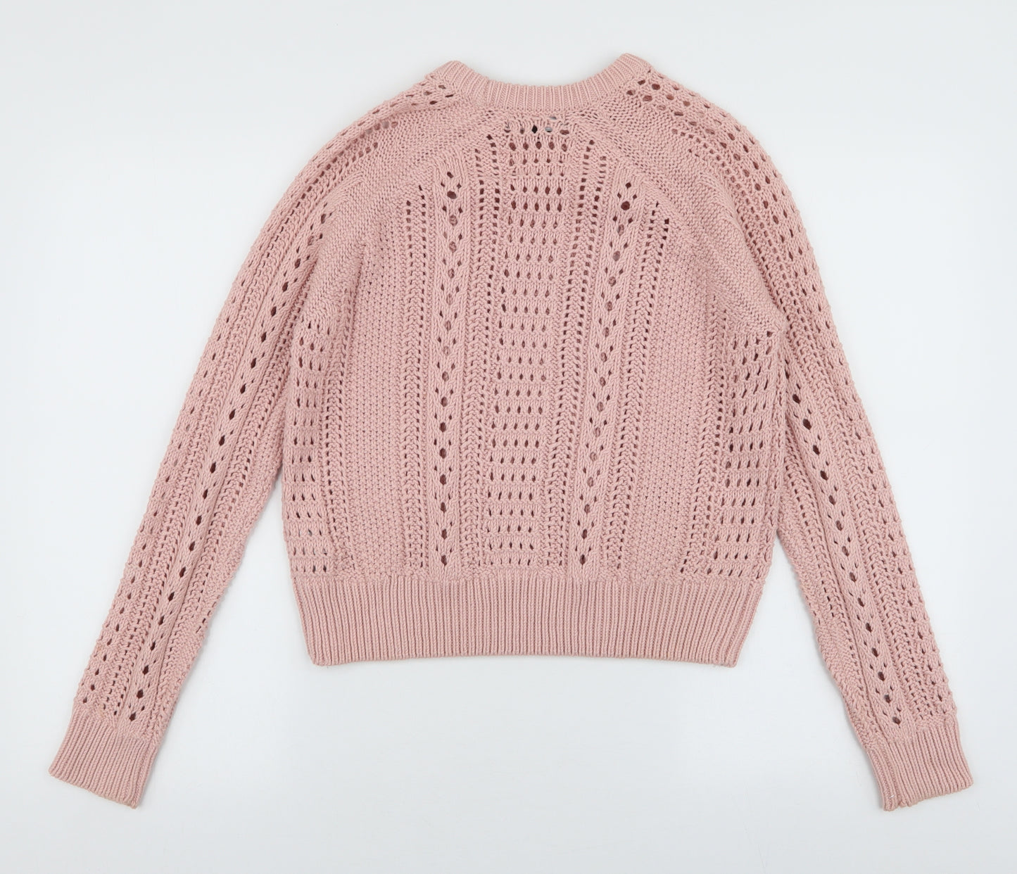 New Look Womens Pink Round Neck  Cotton Pullover Jumper Size 8