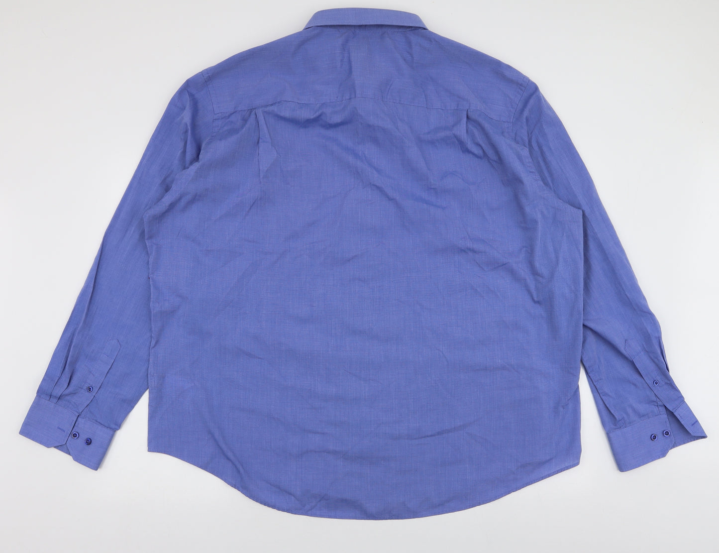 F&F Mens Blue  Polyester  Dress Shirt Size 19 Collared Button