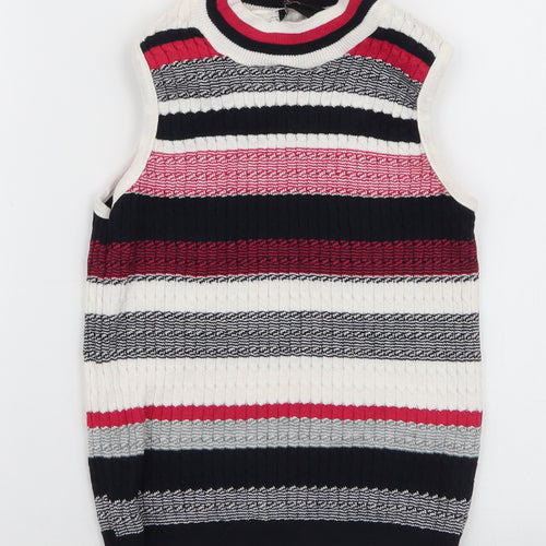 Atmosphere Womens Multicoloured Striped Cotton Camisole Tank Size 10 High Neck