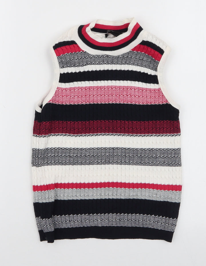 Atmosphere Womens Multicoloured Striped Cotton Camisole Tank Size 10 High Neck
