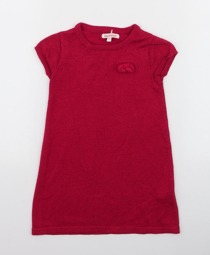 Blue Zoo Girls Red Viscose A-Line Size 2-3 Years Round Neck Pullover