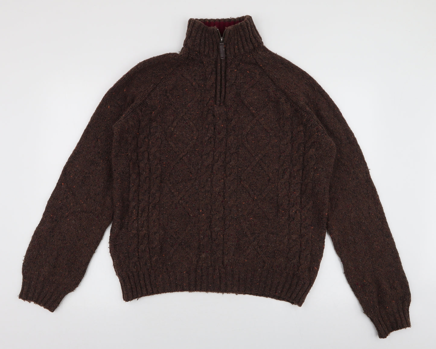 John Lewis  Mens Brown High Neck  Polyester Pullover Jumper Size M