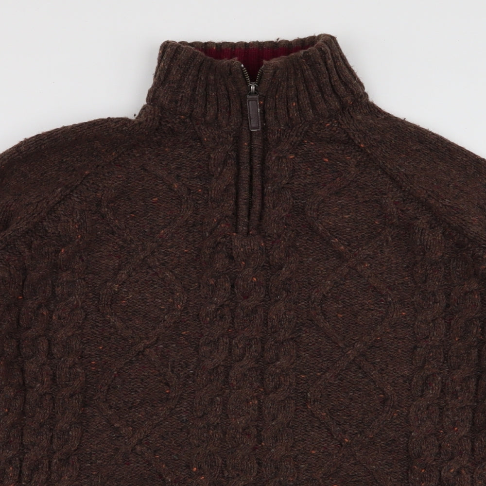 John Lewis  Mens Brown High Neck  Polyester Pullover Jumper Size M