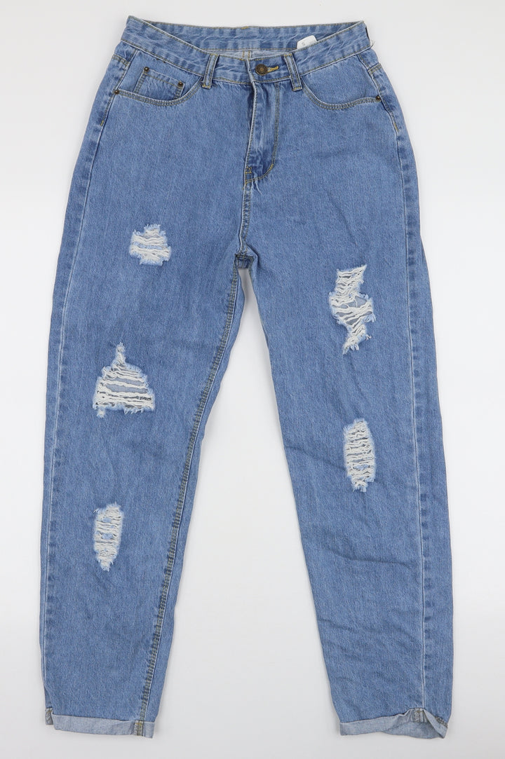 SheIn Womens Blue Cotton Mom Jeans Size S L27 in Regular Zip