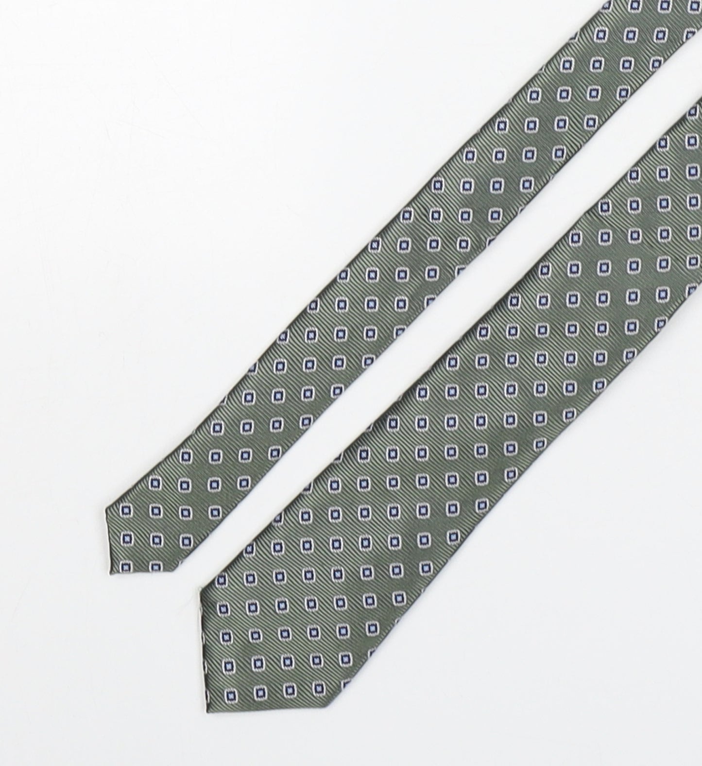 NEXT Mens Green Geometric Silk Pointed Tie One Size