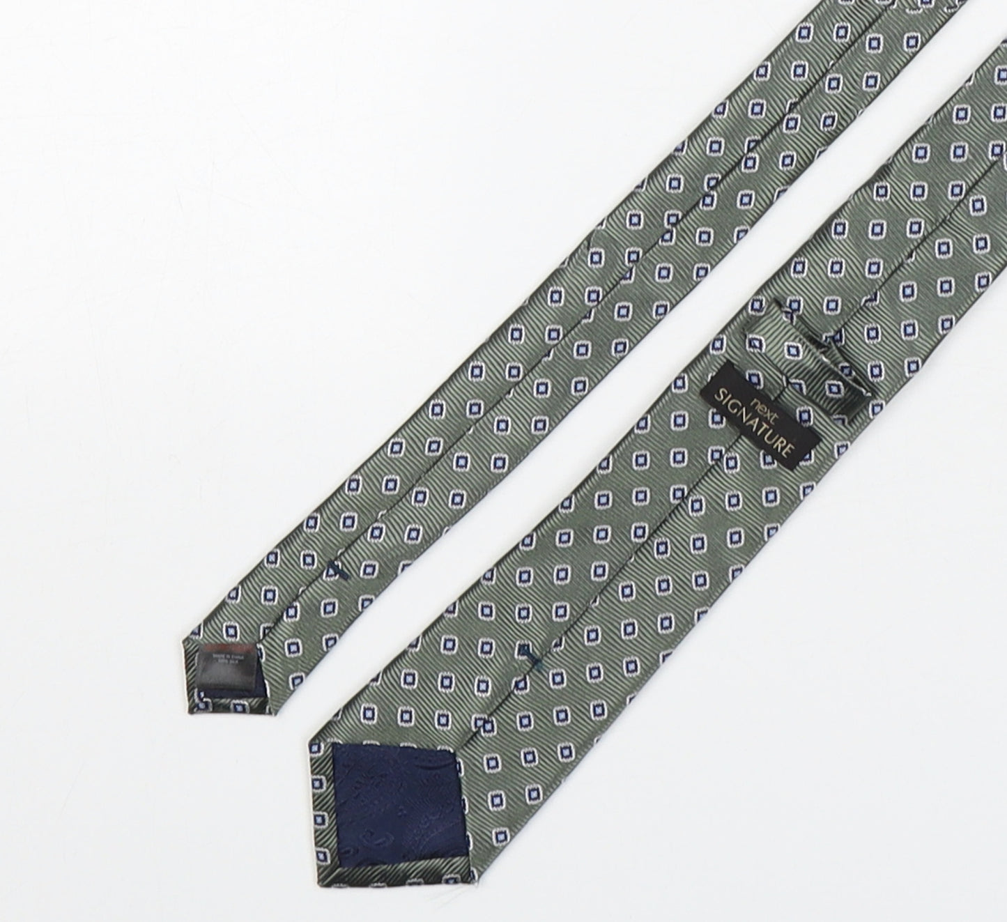 NEXT Mens Green Geometric Silk Pointed Tie One Size