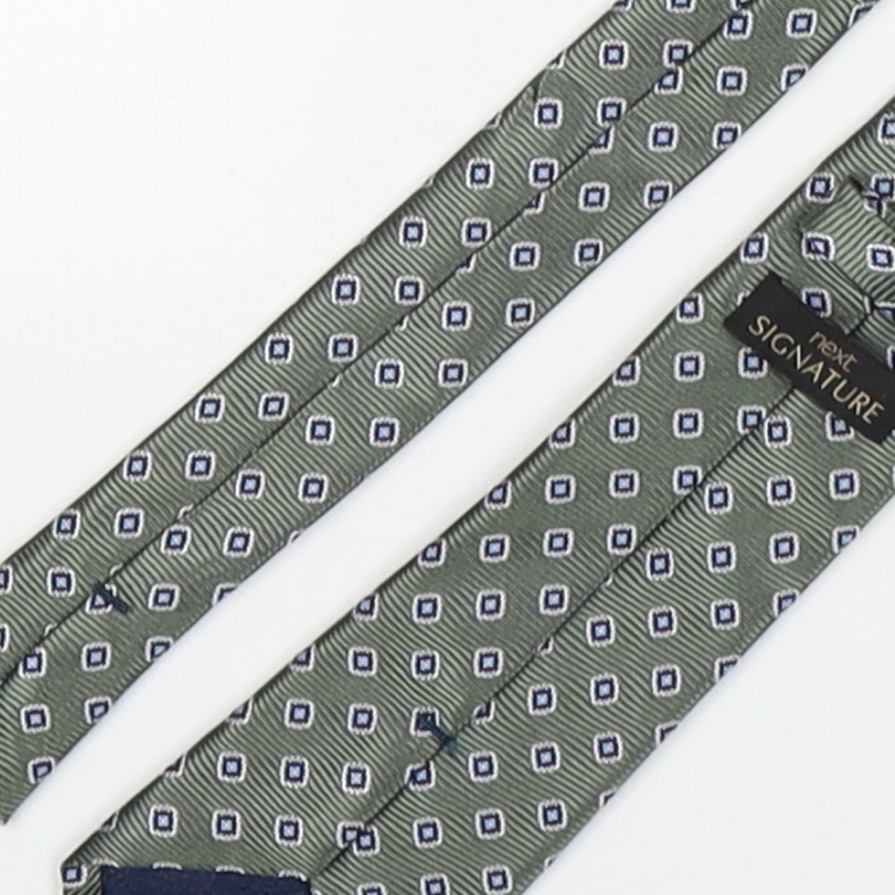 NEXT Mens Green Geometric Silk Pointed Tie One Size