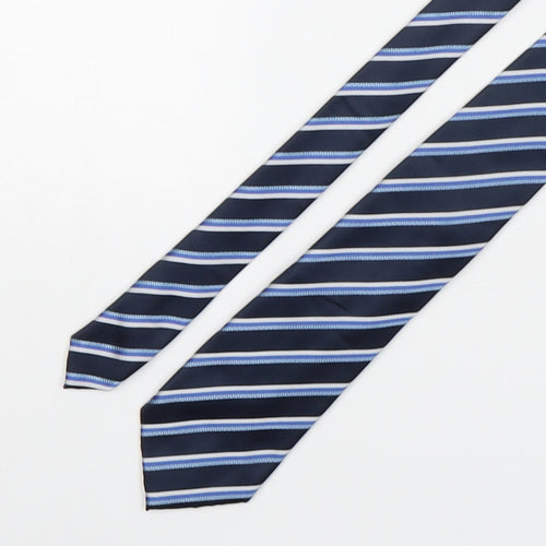 Marks and Spencer Mens Blue Striped Polyester Pointed Tie One Size