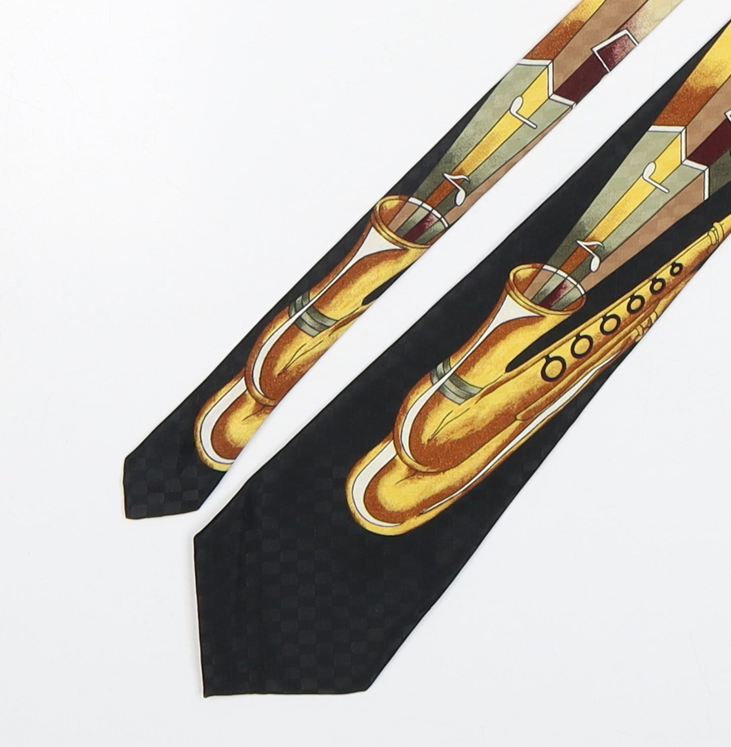 Bar On  Mens Multicoloured Geometric Polyester Pointed Tie One Size - Music Notes